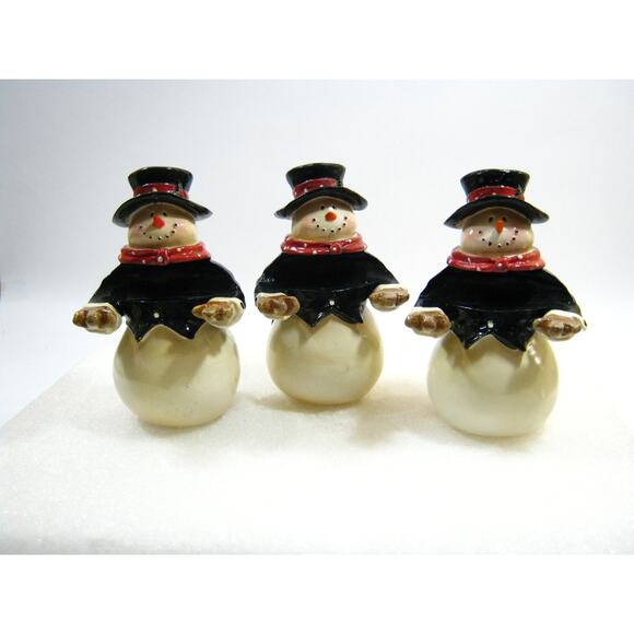 Vintage Christmas Holiday Decor Snowman set Signed 2004 P.I.L Finely Detailed - Picture 2 of 10